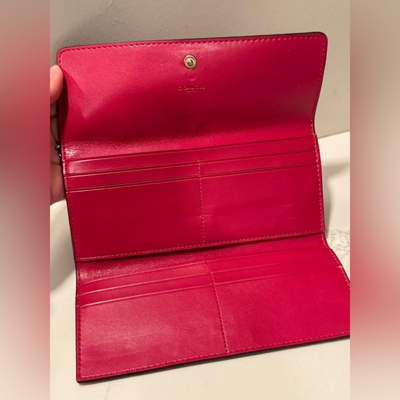 Coach Cherry Red and Gold Soft Leather Trifold - Picture 16 of 16